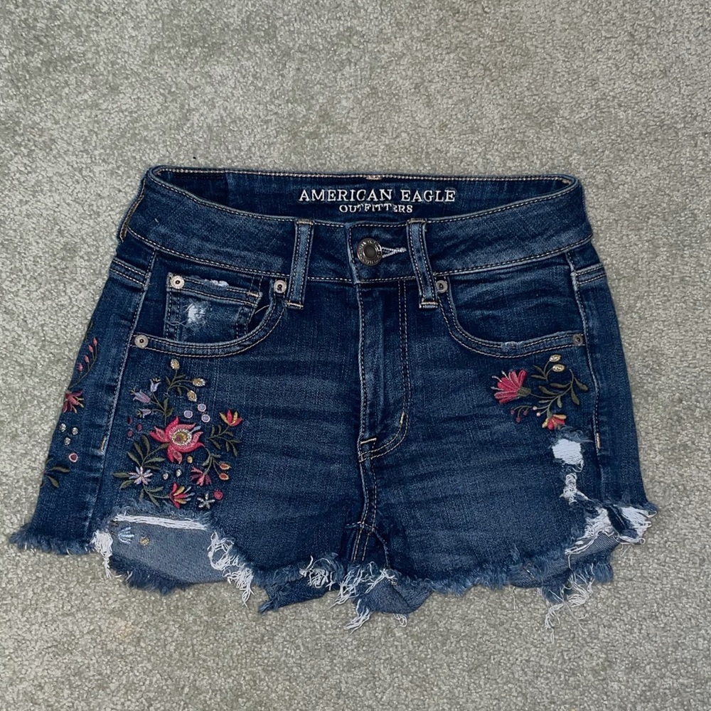 Flower print AE jeans shorts